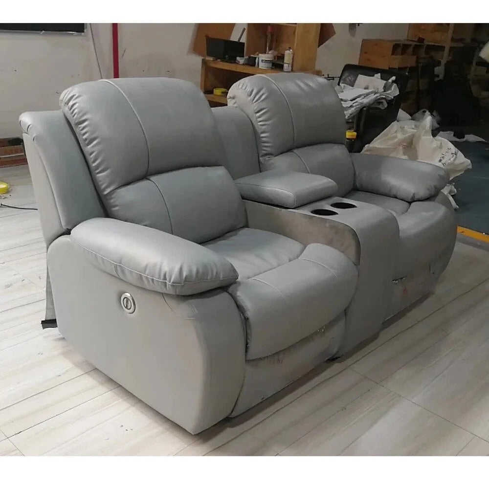 Manual Electric Recliner Sofa Genuine Leather Couch Q8522