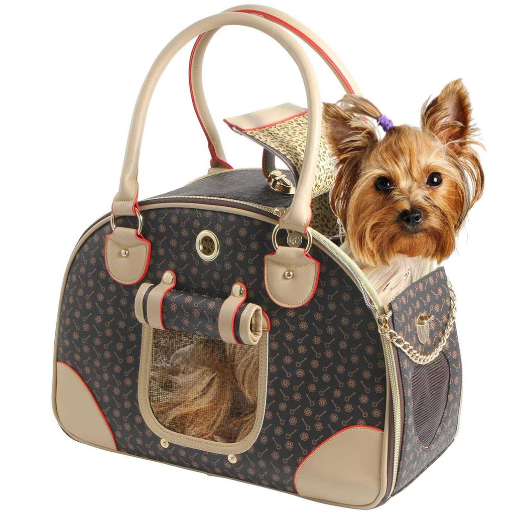 Fashion Pu Leather Dog Carrier Handbag Purse Cat Tote Bag I14587