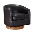 Brown Faux Leather Wood Base Swivel Chair C5549