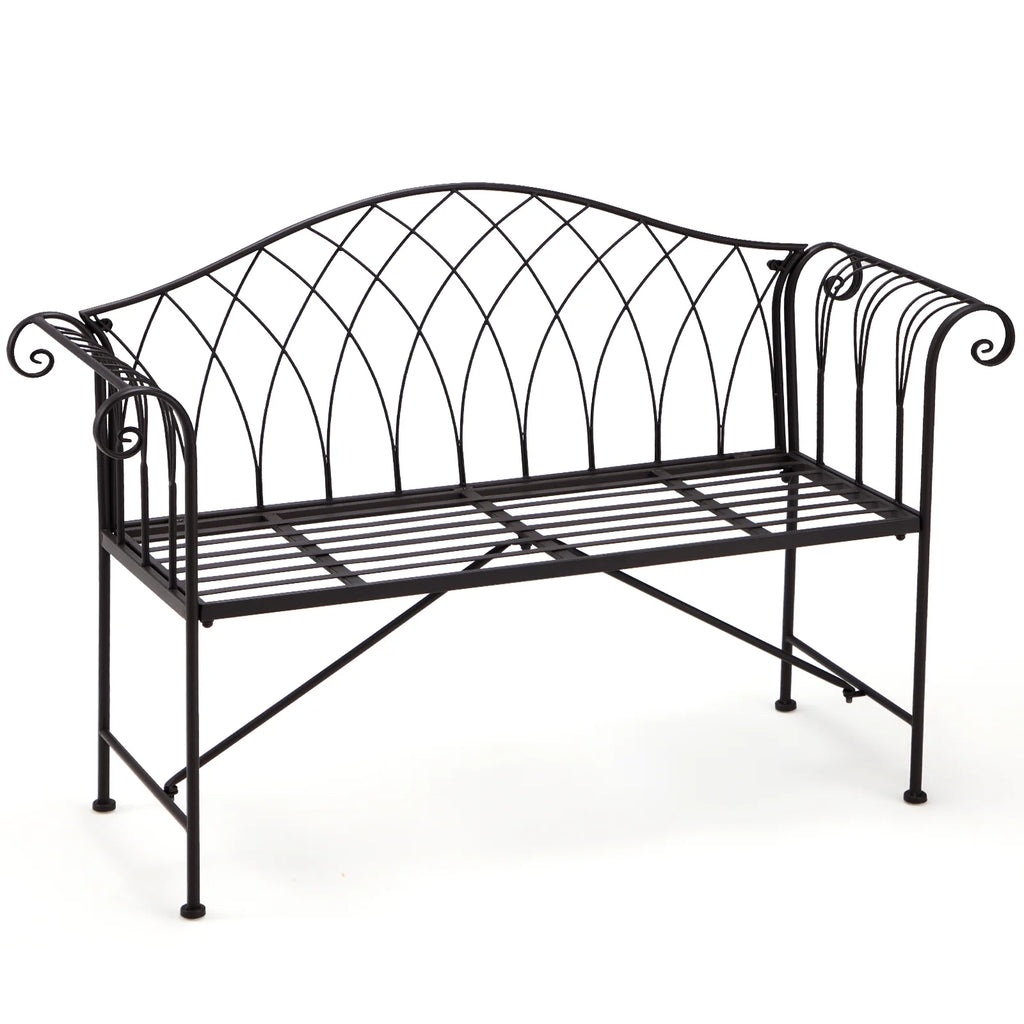 Black Metal Outdoor Bench with Armrests D571816