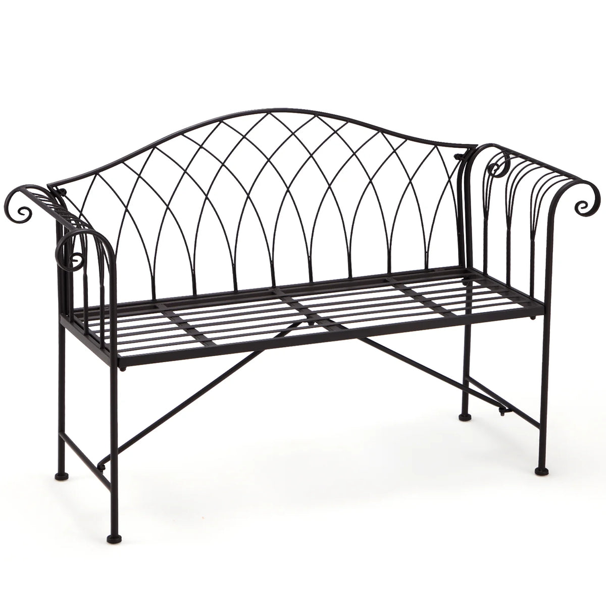 Black Metal Outdoor Bench with Armrests D571816