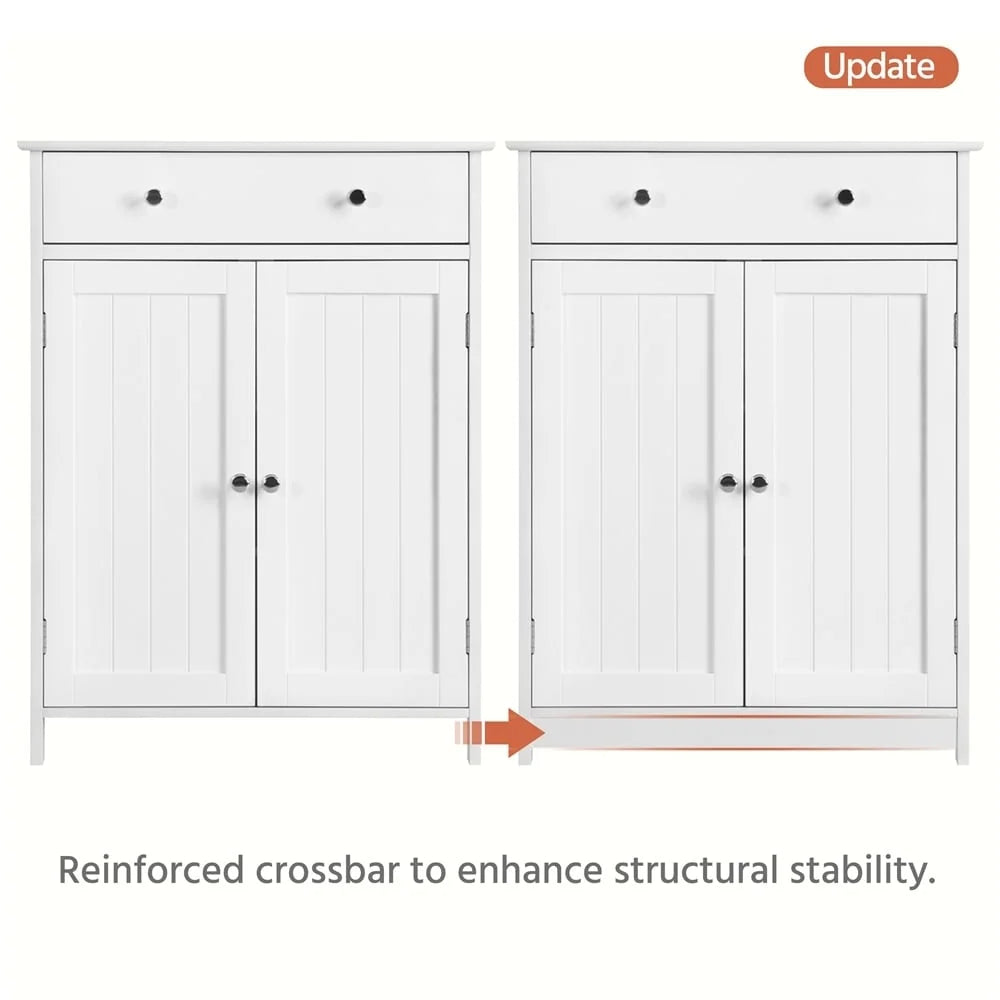 Free Standing Bathroom Cabinet with 1 Drawer 2 Doors White J736145