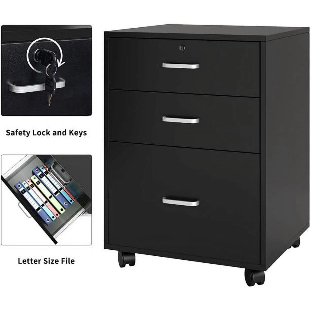 Wooden 3 Drawer Filing Cabinet O234569