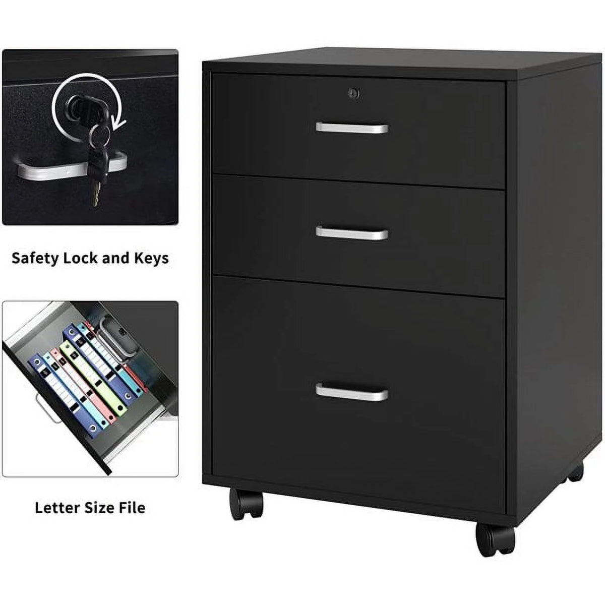 Wooden 3 Drawer Filing Cabinet O234569