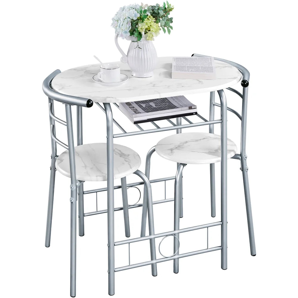 3 Piece Round Dining Table Set with Steel Legs M19220