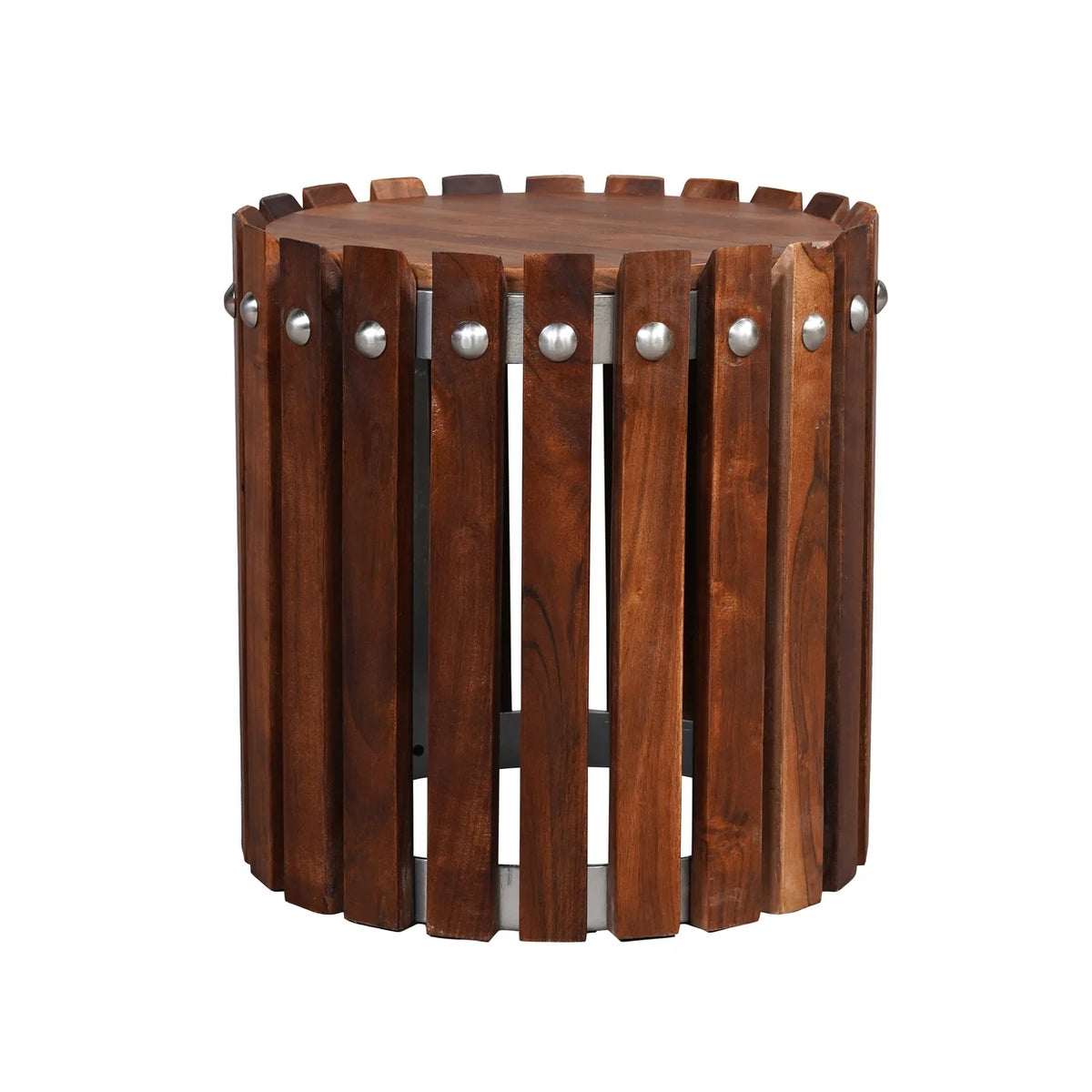 15 Inch Round Acacia Wood Side End Table U824955