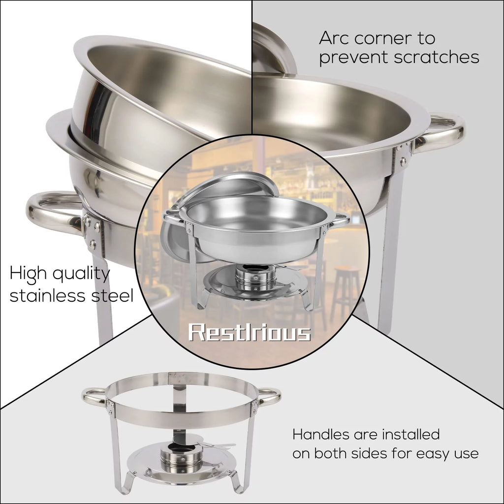 4 Packs Stainless Steel Chafing Dishes 5QT B1025
