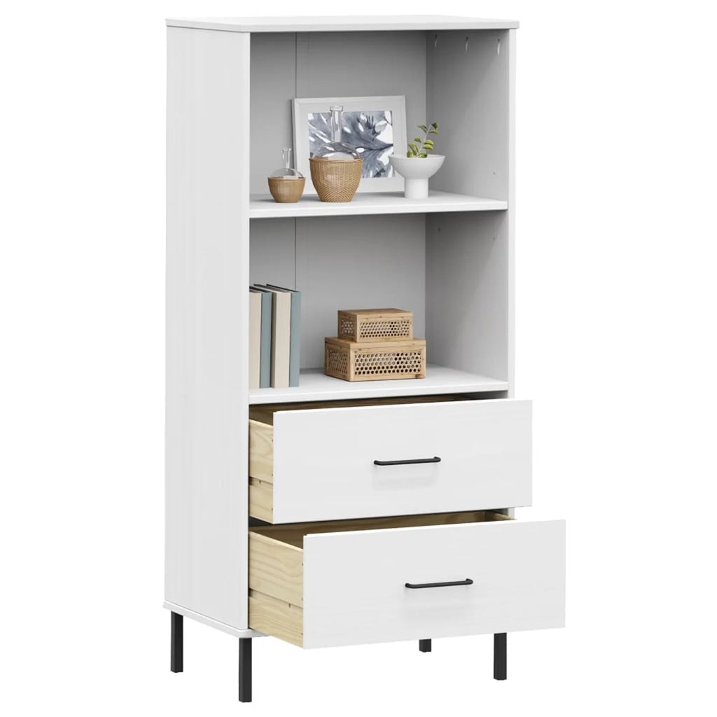 Pine Wood Bookcase with 2 Storage Drawers P55649
