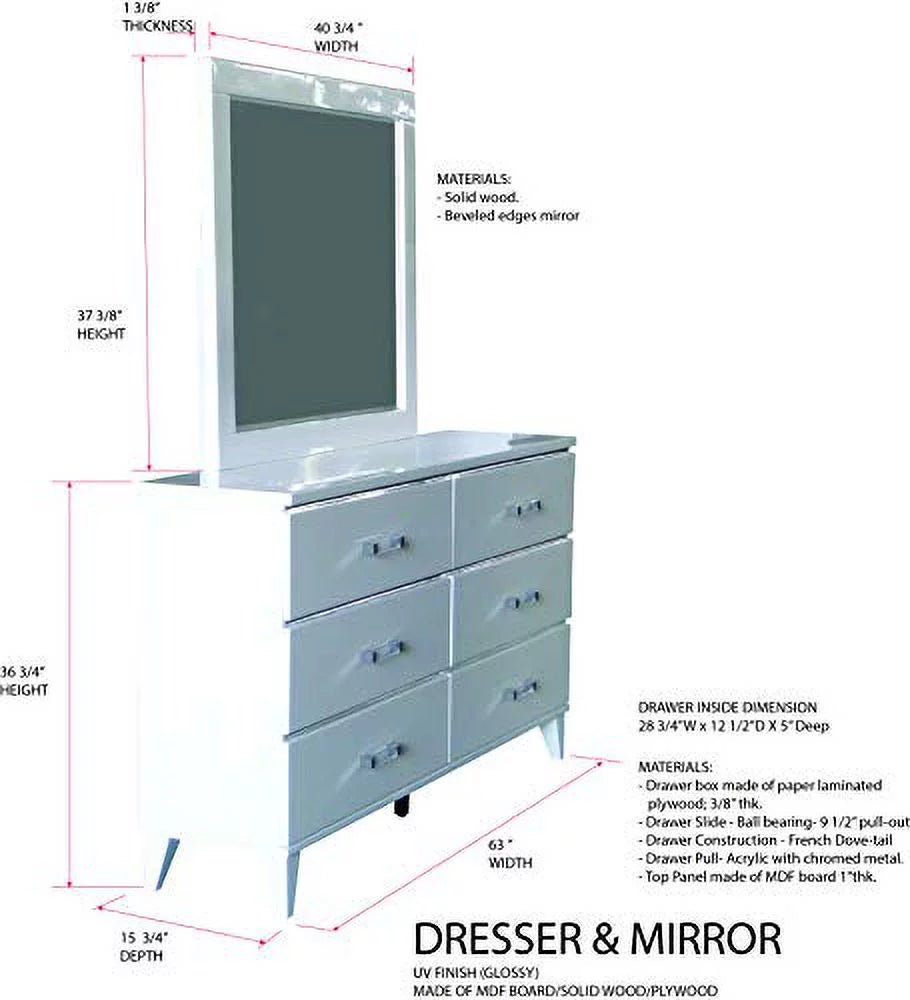 King Size White 6-Piece Bedroom Set Y47914