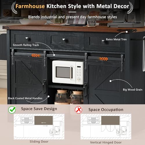 Black Rolling Kitchen Island with Drop Leaf L891
