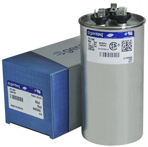 80/10 uF 440 VAC Dual Round Replacement Capacitor J877597