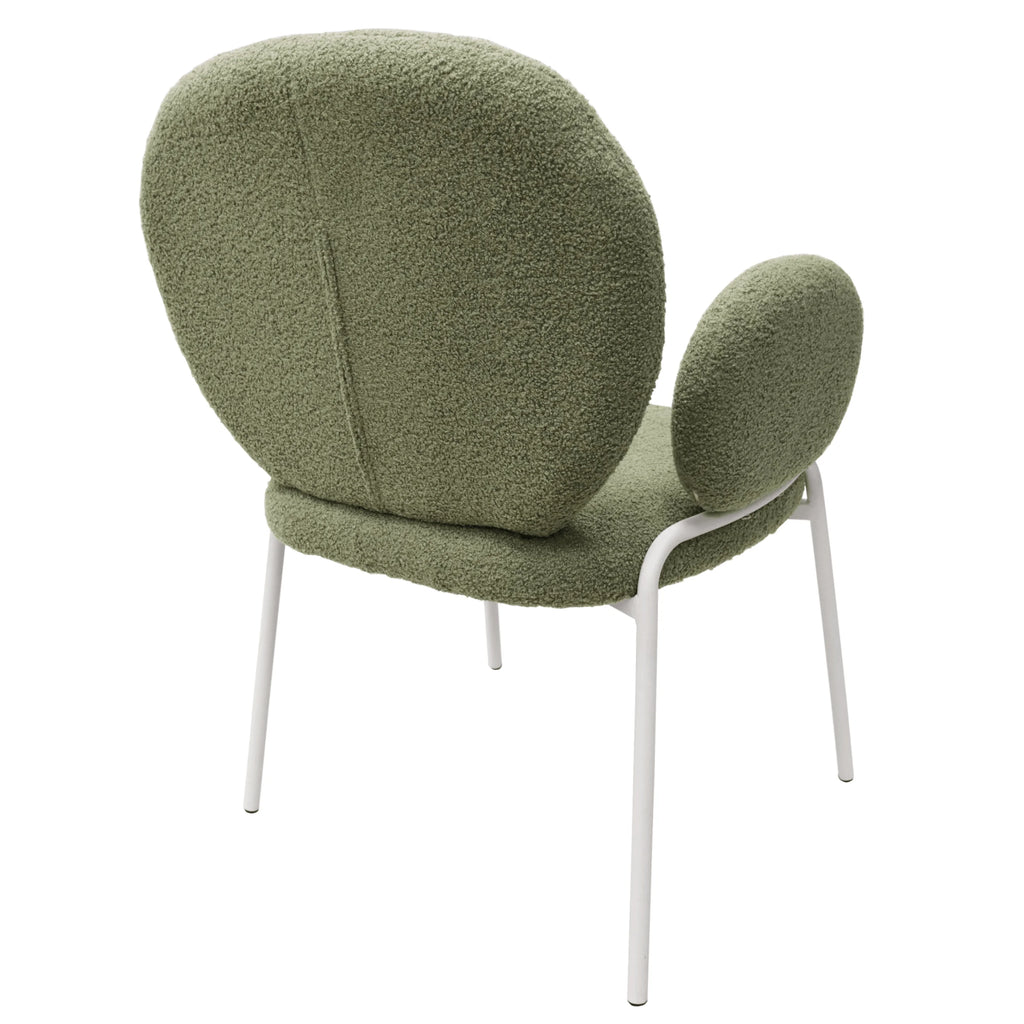 Green Boucle Dining Chair with Arms Z19835