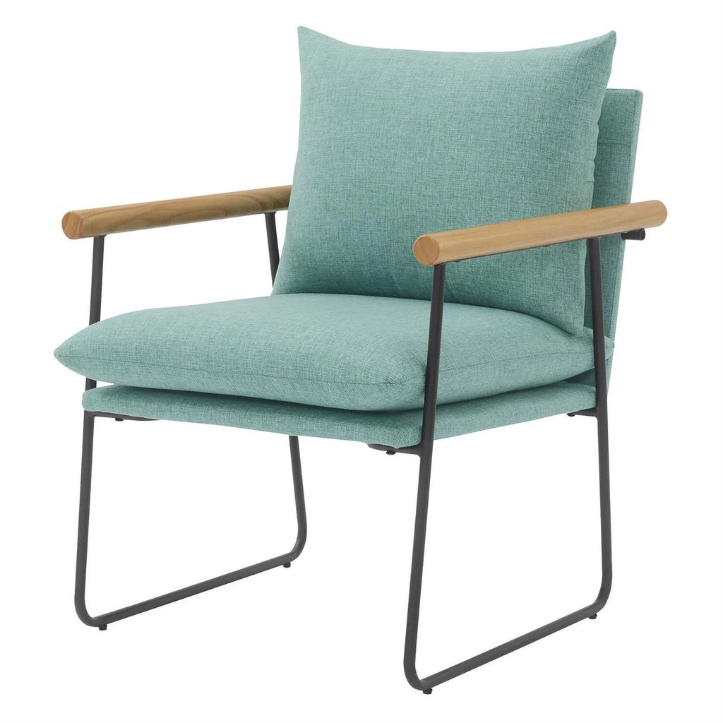 Sage Green Fabric Armchair with Black Sled Base Q38576