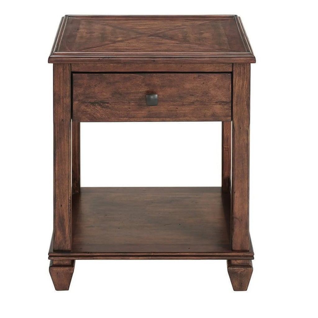 21" Square Wood End Table with Drawer Set of 2 I4928