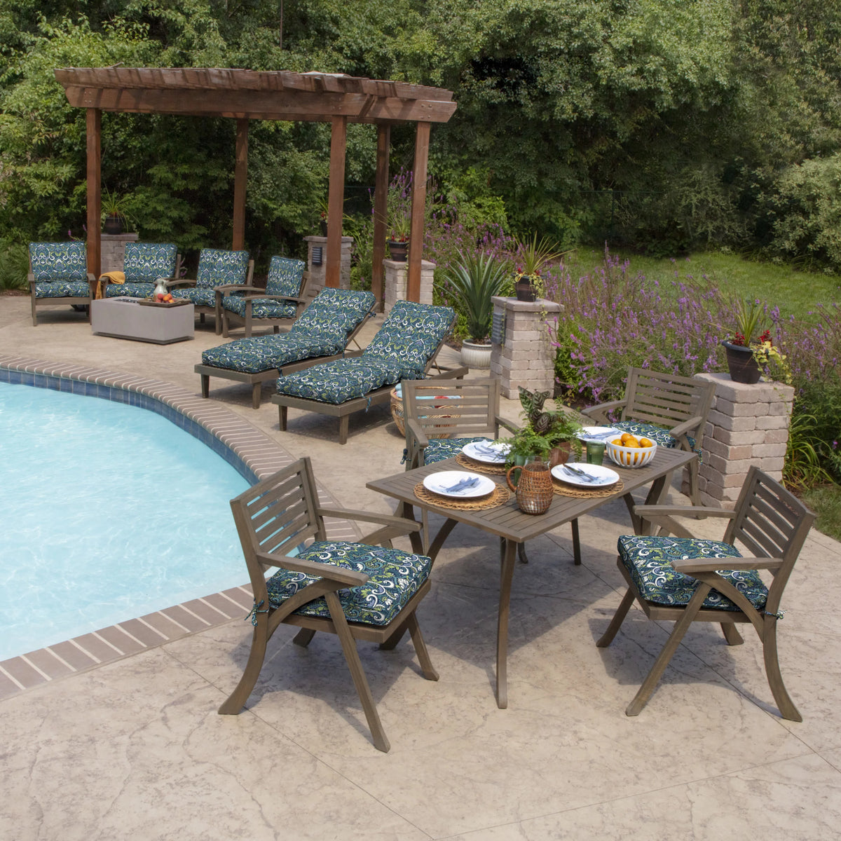 PolyFill Outdoor Deep Seating Cushion Set, 24 x 24, Water Repellant, Fade Resistant, Tufted Deep Seat Bottom and Back Cushion X940