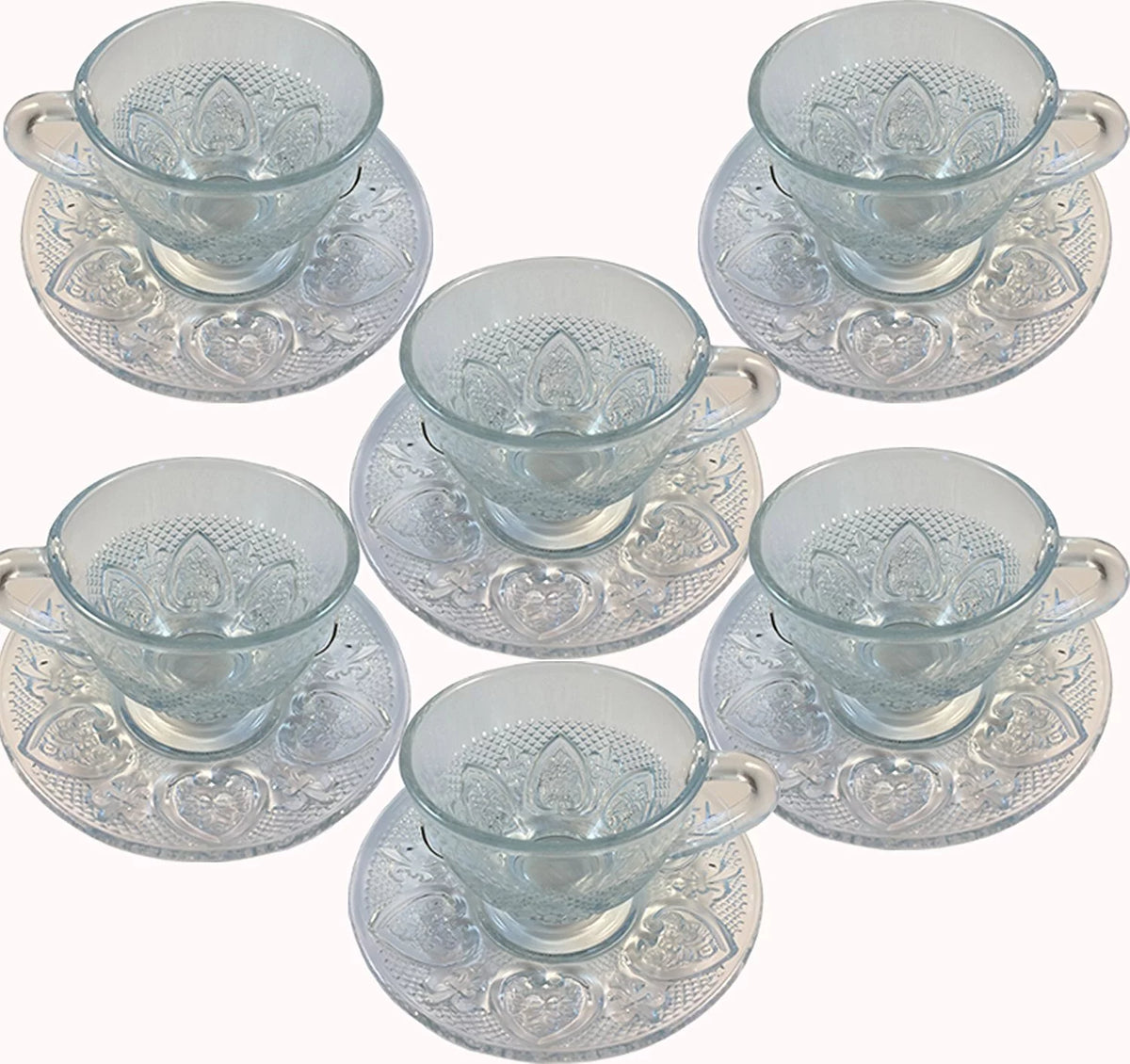 Glass 12 Piece Cup & Saucer Set Z806