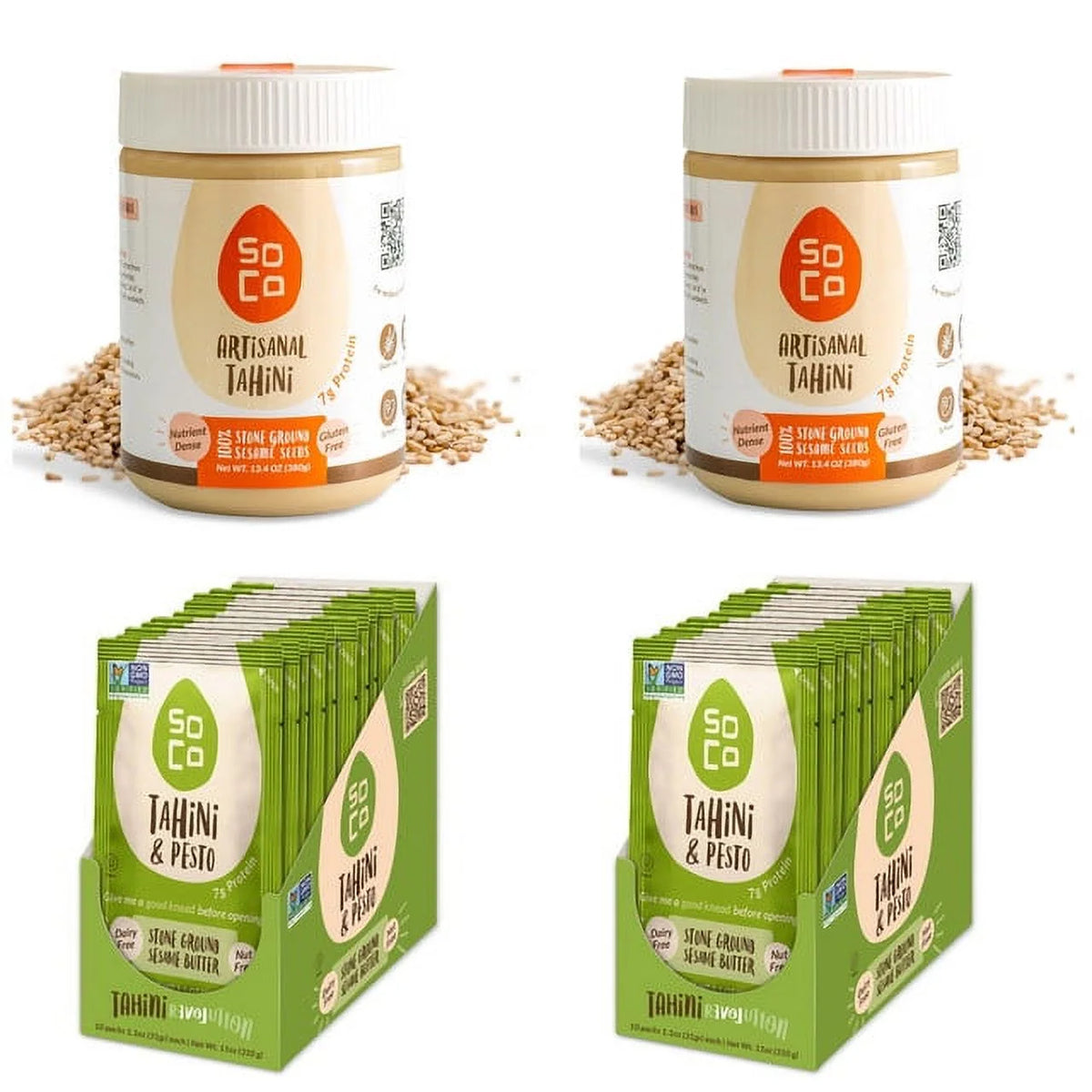 Artisanal Tahini Jars and Squeeze Packs Gluten-Free Sugar-Free I82644