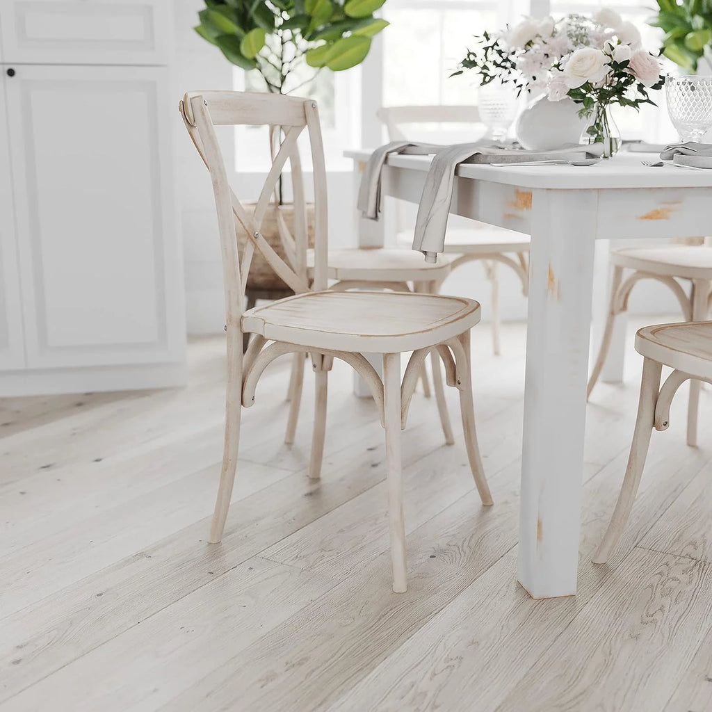 60" X 38" Rectangular Antique Rustic White Solid Pine Dining Table N412