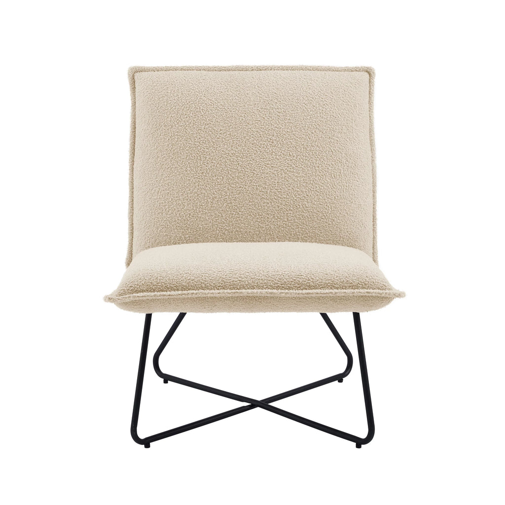 Beige Sherpa Accent Chair with Black Metal Legs X71889