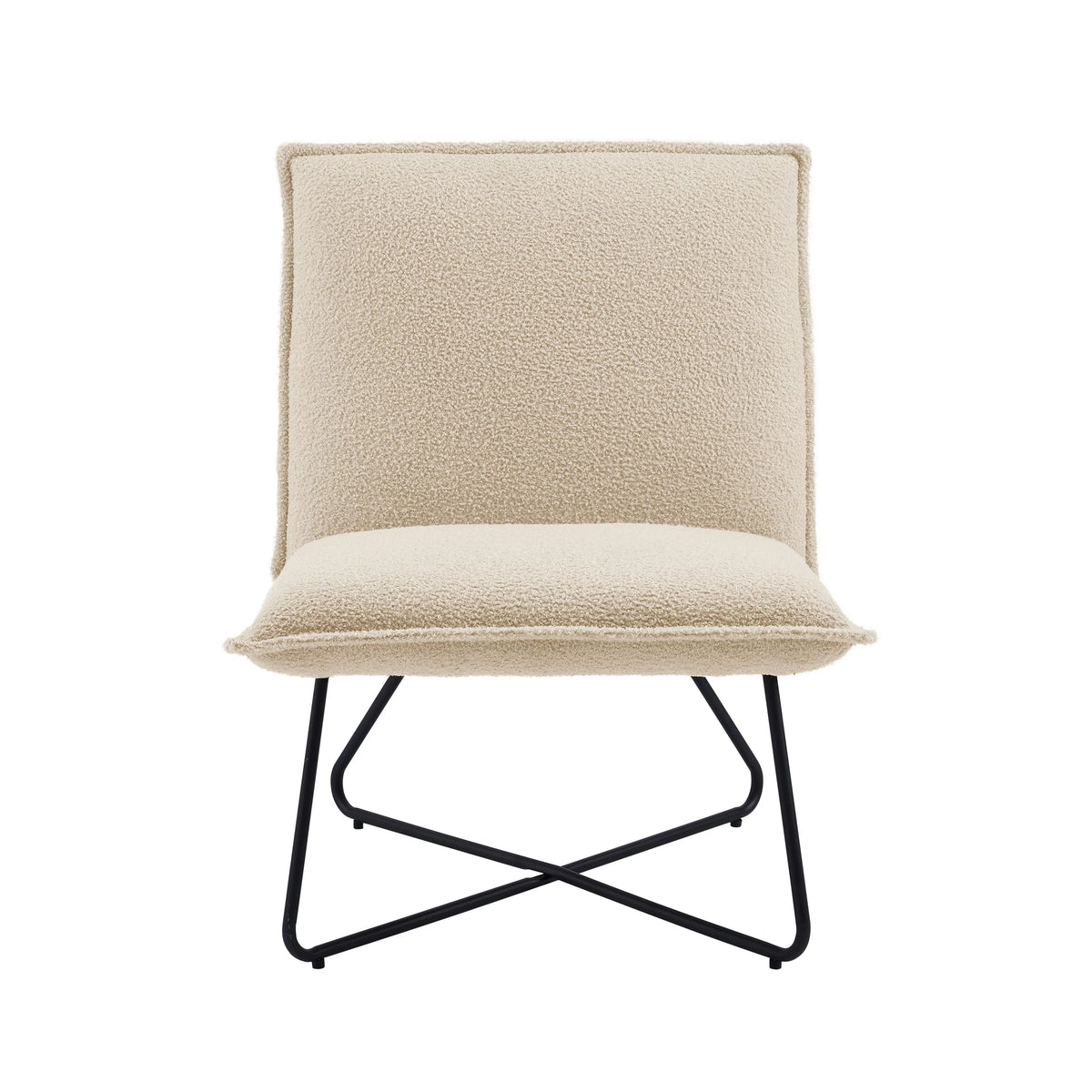 Beige Sherpa Accent Chair with Black Metal Legs X71889