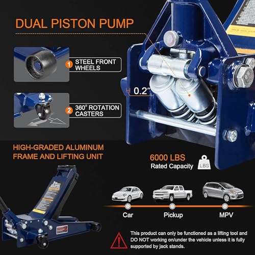 Blue 2.5 Ton Hydraulic Low Profile Floor Jack X6388