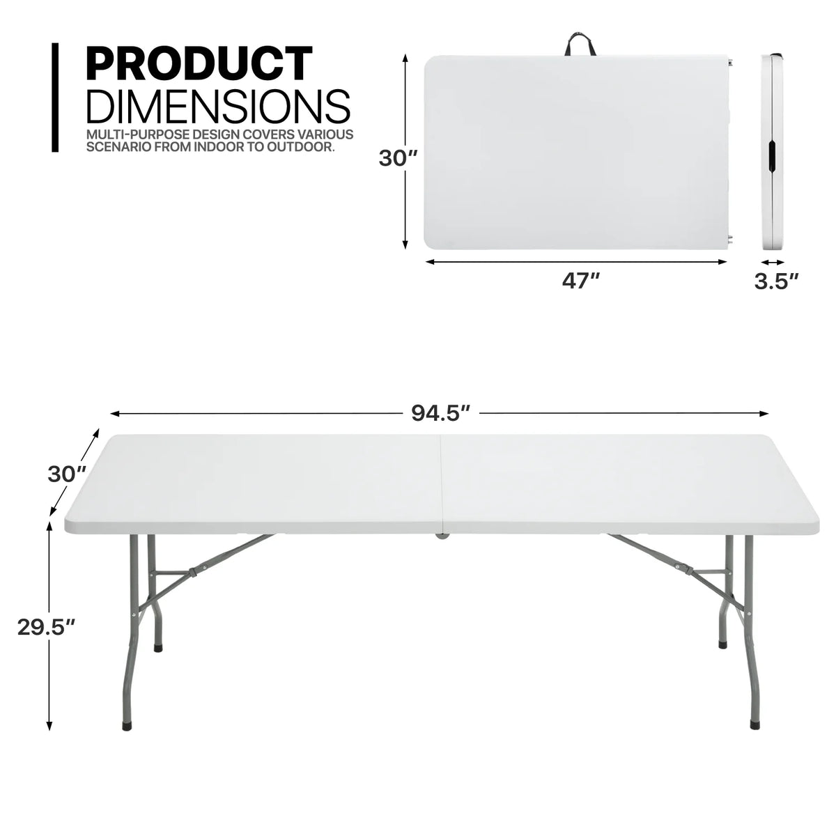 10 Pack 8Ft White Folding Plastic Utility Table N1596