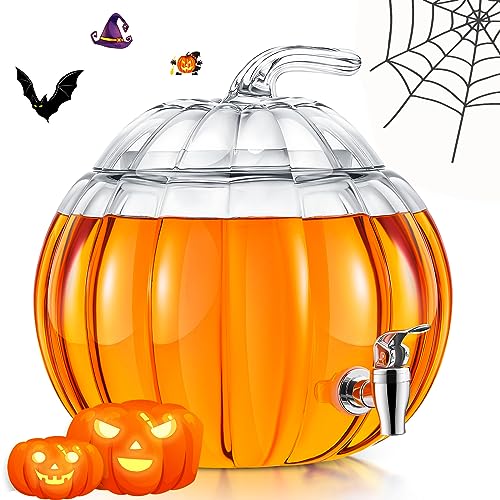 2 Pack 2 Gallon Glass Pumpkin Drink Dispenser with Spigot G69806