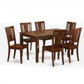 7 Piece Rectangular Dining Table Set with Wooden Seat Chairs A872587