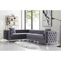 Grey Velvet Corner Sectional Sofa A502886