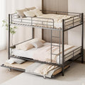 Full Over Full Bunk Bed with Trundle and Ladder, Black J306