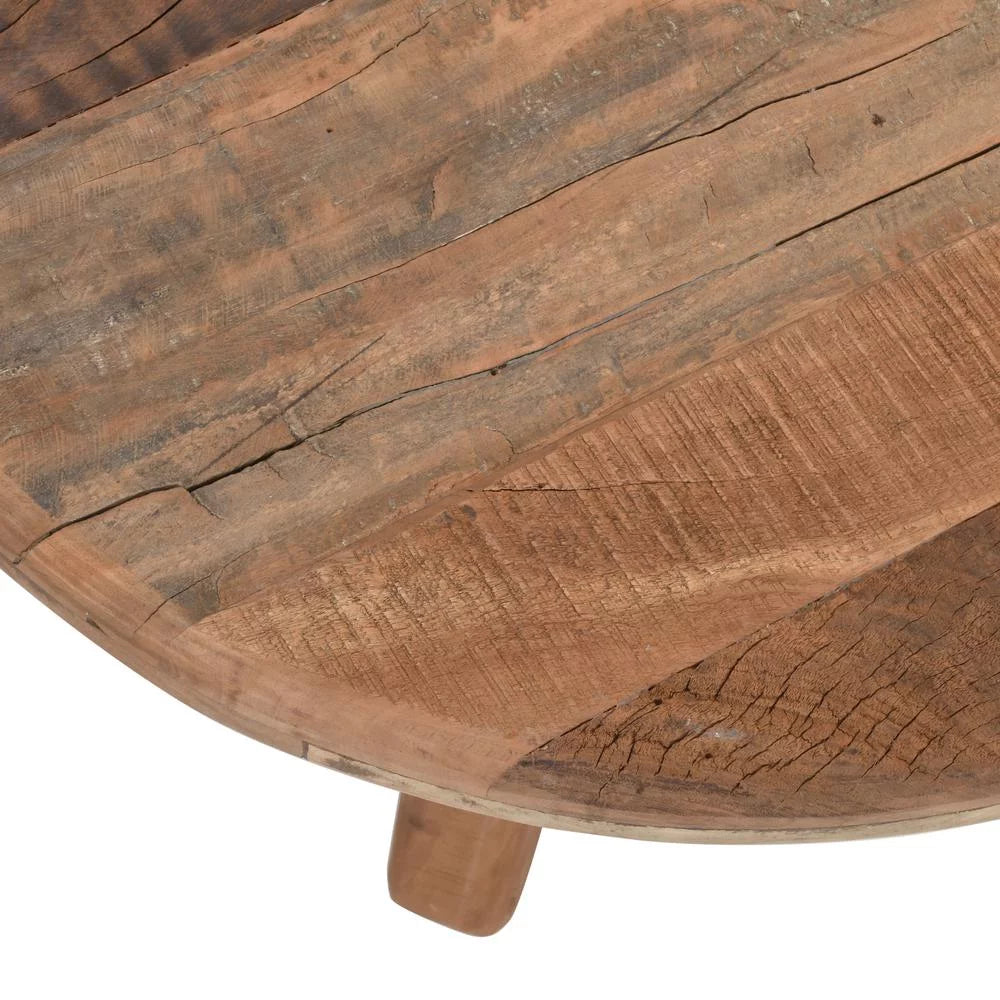 24" Round Rustic Solid Wood Coffee Table Y8321