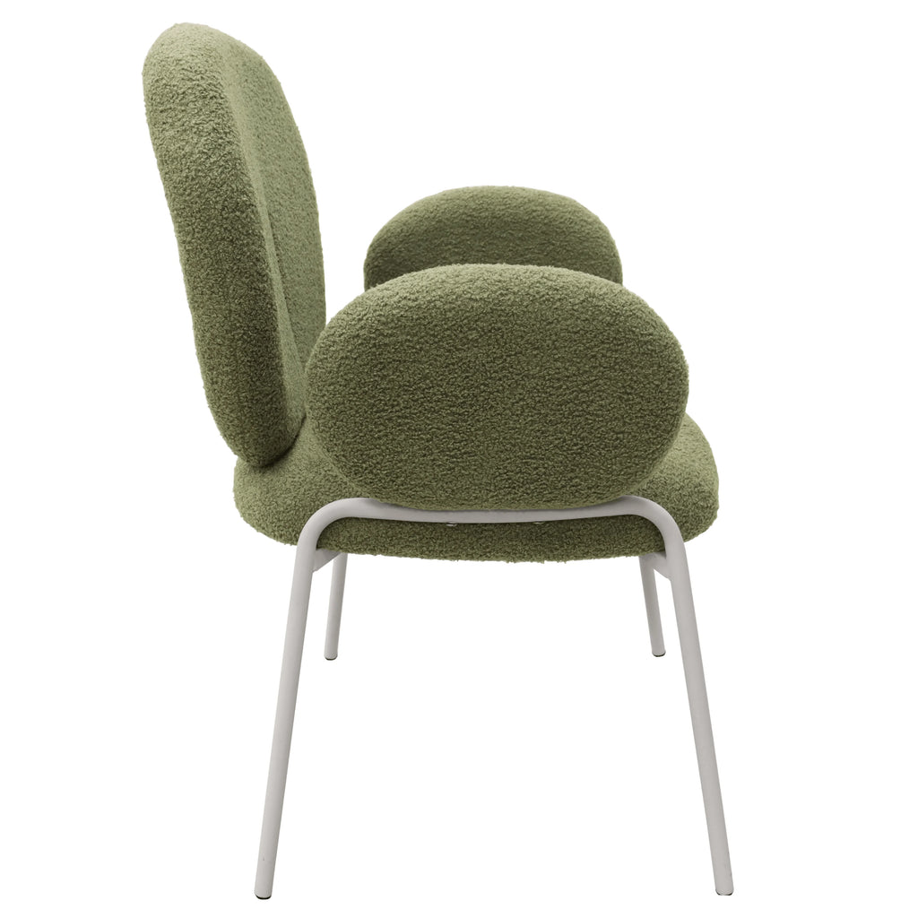 Green Boucle Dining Chair with Arms Z19835