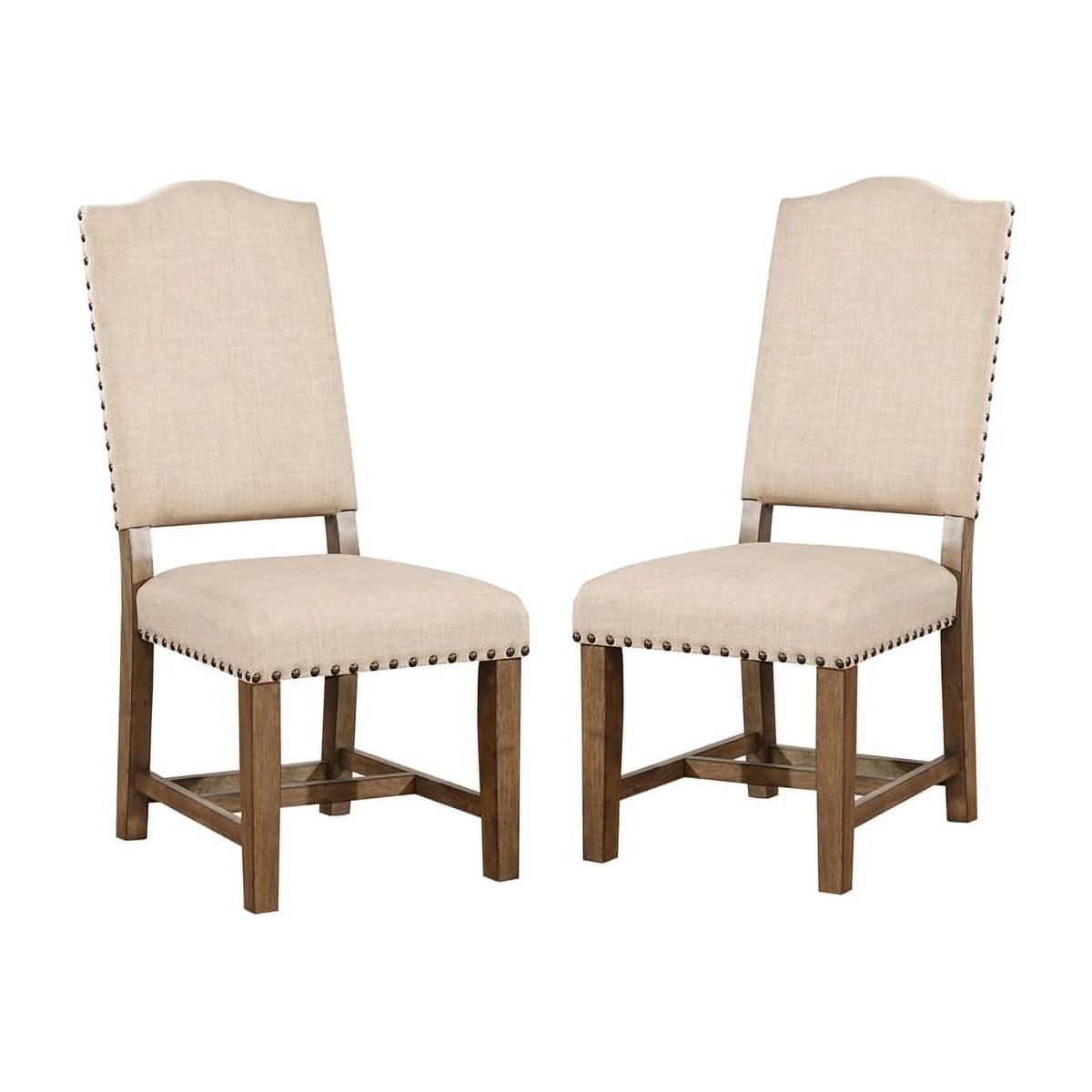 Light Oak Fabric Dining Side Chair Set of 2 I9798