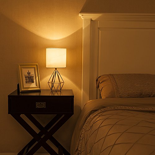 Set of 2 Gold Small Table Lamp with White Fabric Shade M5500