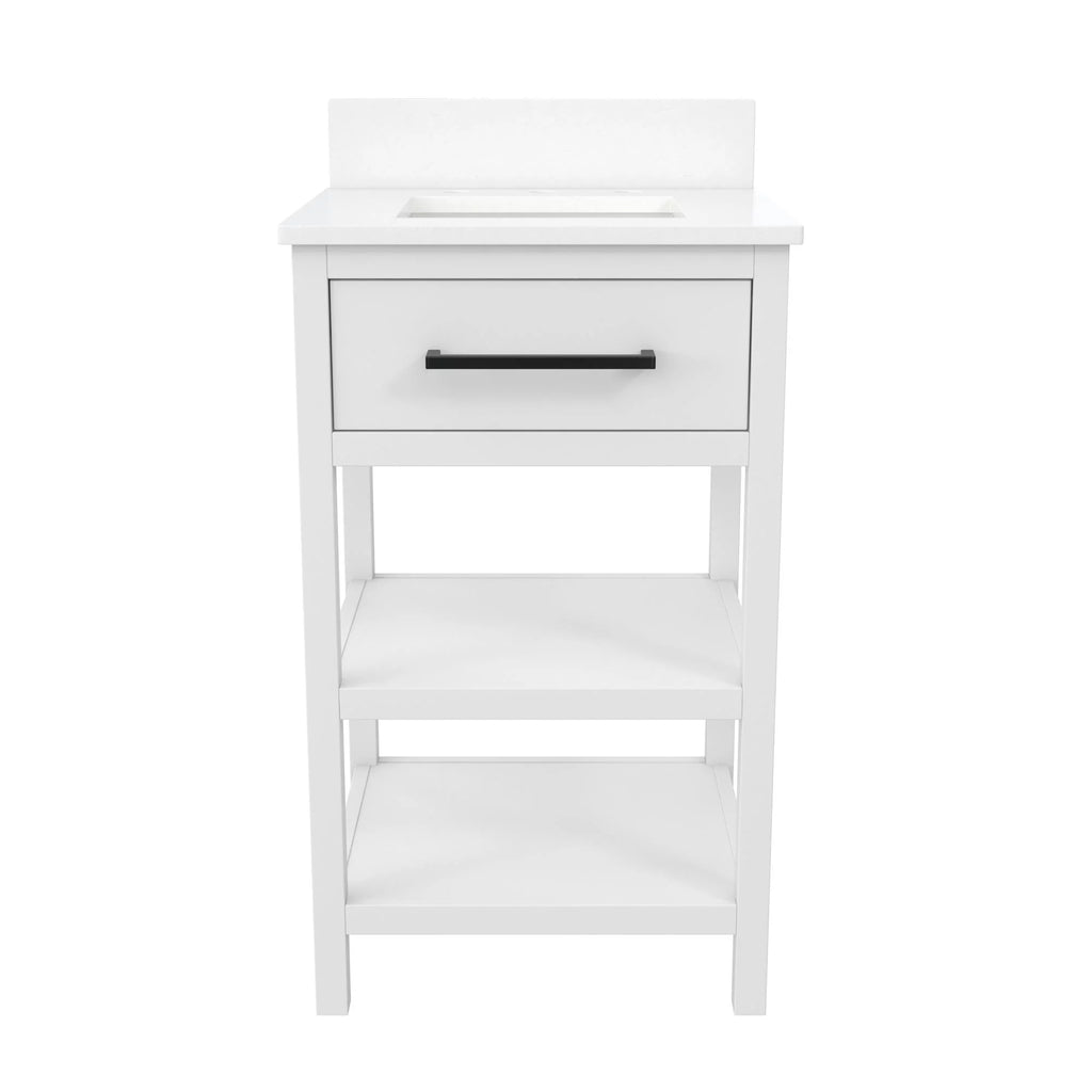 White 20 Inch Bathroom Vanity with Countertop and 2 Storage Shelves J295485