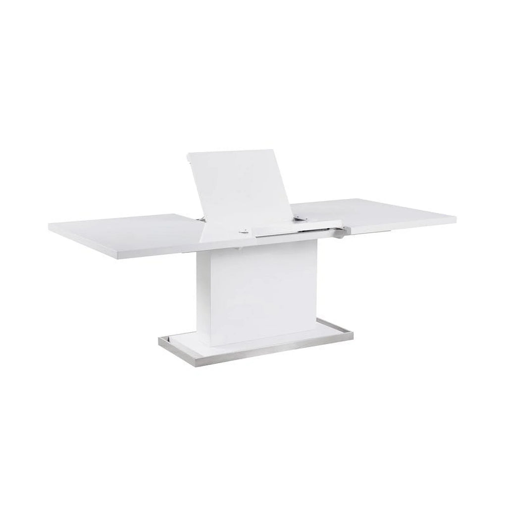 White Extendable Steel and Wood Dining Table E866245