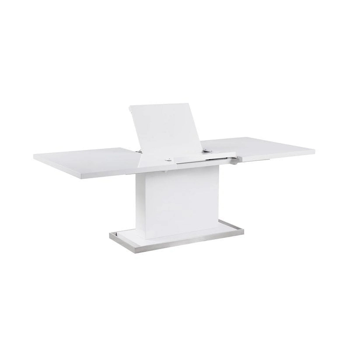White Extendable Steel and Wood Dining Table E866245