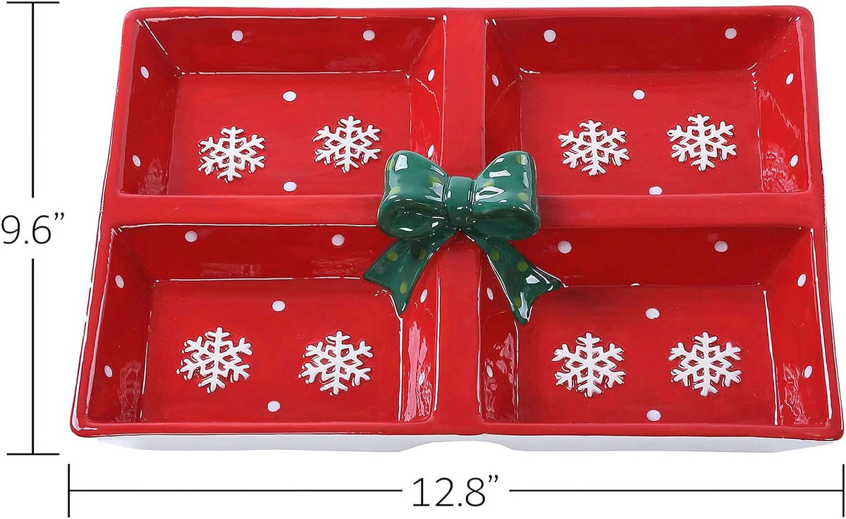 Red Snowflake Ceramic 4-Section Server R84786