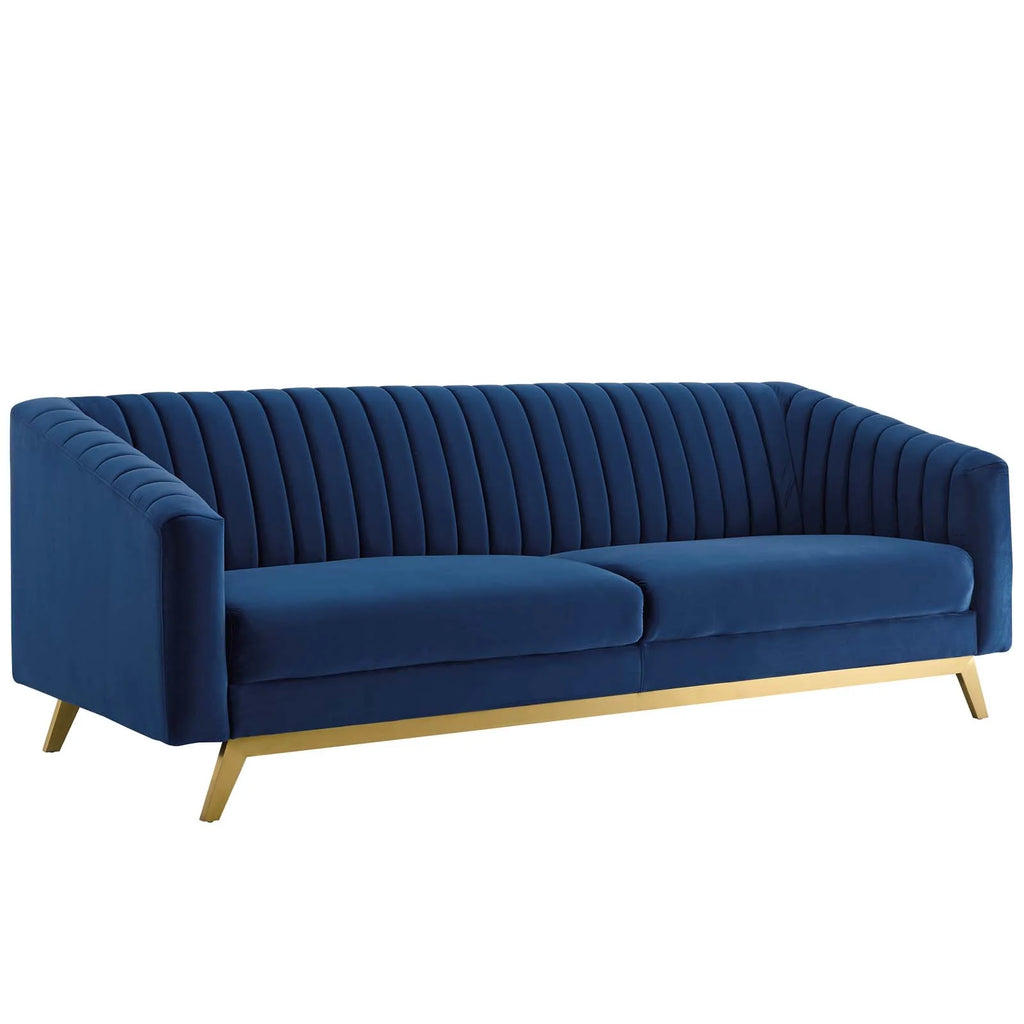 Navy Velvet Sofa Q629