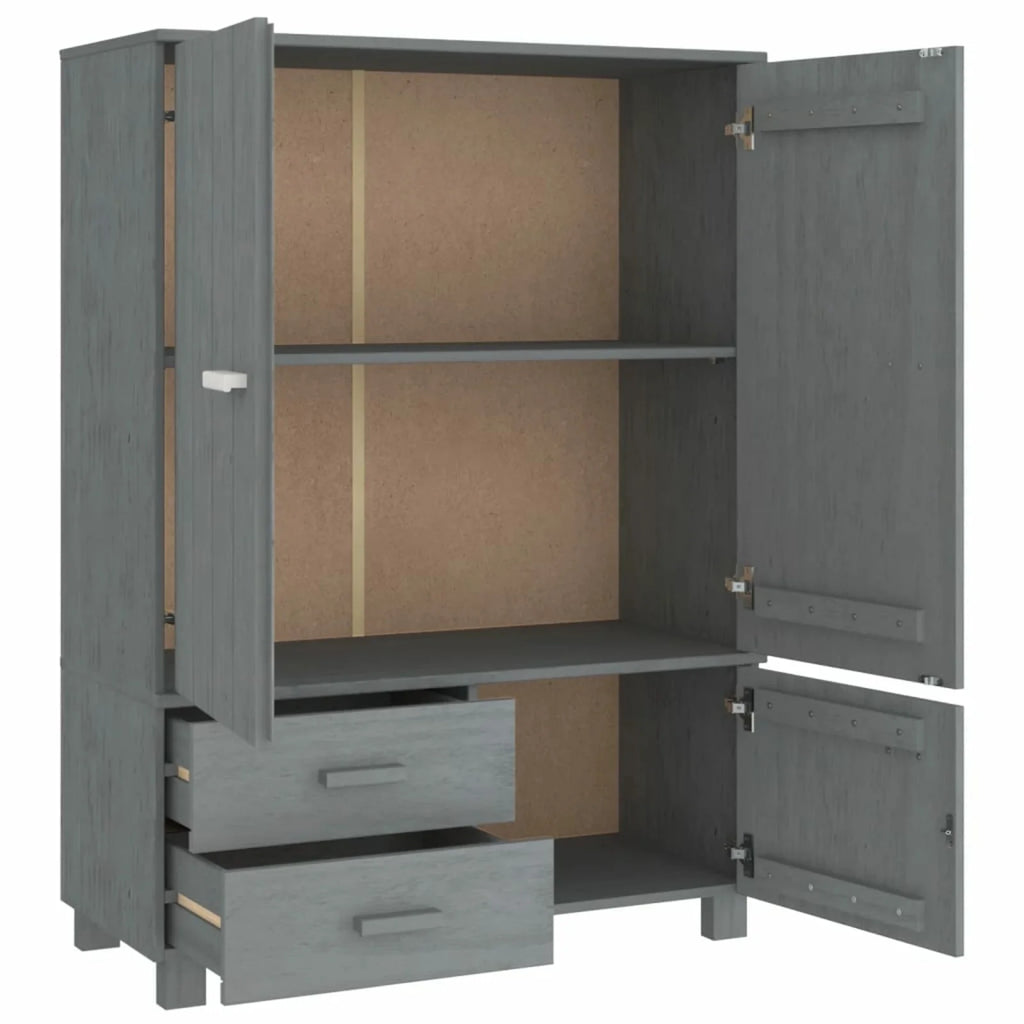 Dark Gray Solid Wood Pine Wardrobe E20439