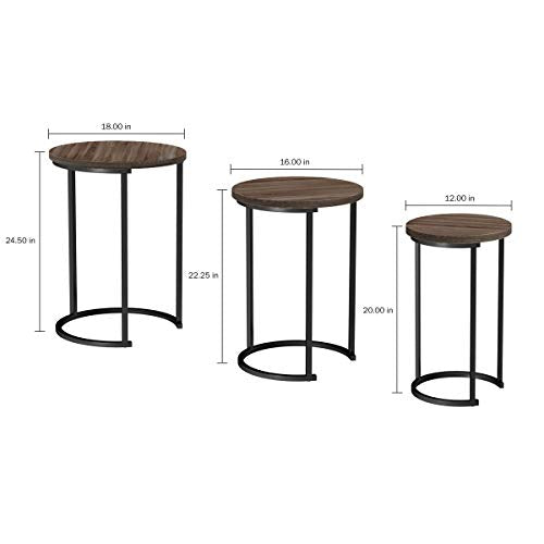 Set of 3 Round Faux Marble Nesting Tables S7446