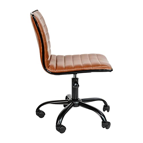 White Ribbed Upholstered Vinyl Swivel Desk Chair U678