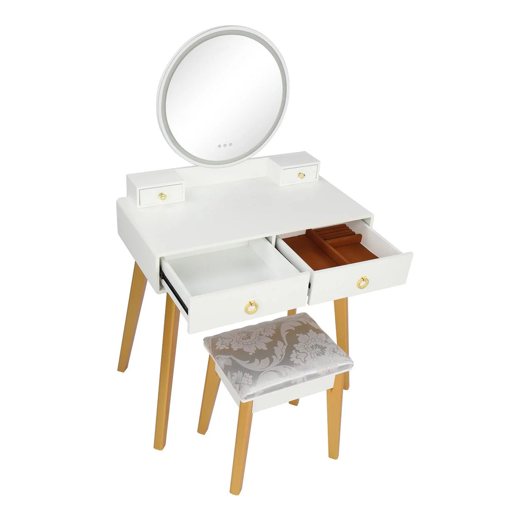 White Vanity Set with Touch Screen Mirror and 4 Sliding Drawers J950687