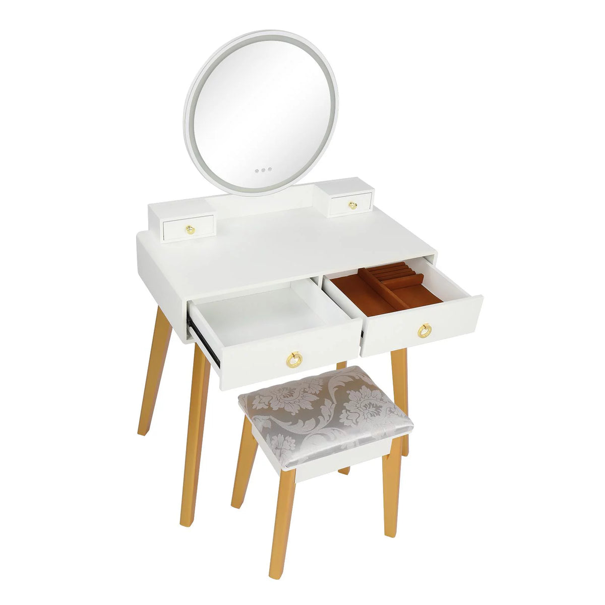 White Vanity Set with Touch Screen Mirror and 4 Sliding Drawers J950687