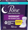 Overnight Incontinence & Postpartum Pads, 8 Drop Extra Coverage, 72 Count G74218