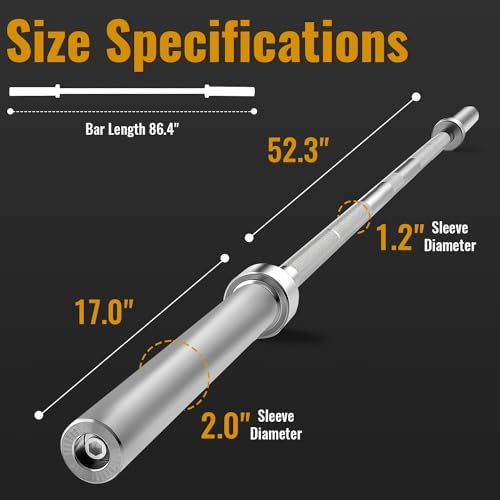 7Ft Olympic Barbell 700lbs Capacity Chrome 2Inch Diameter U8291