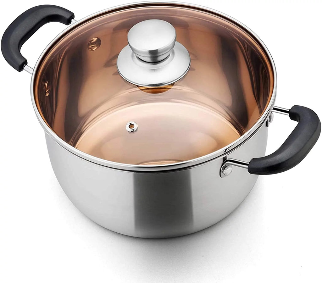 6 Quart Stainless Steel Stock Pot with Glass Lid V9980