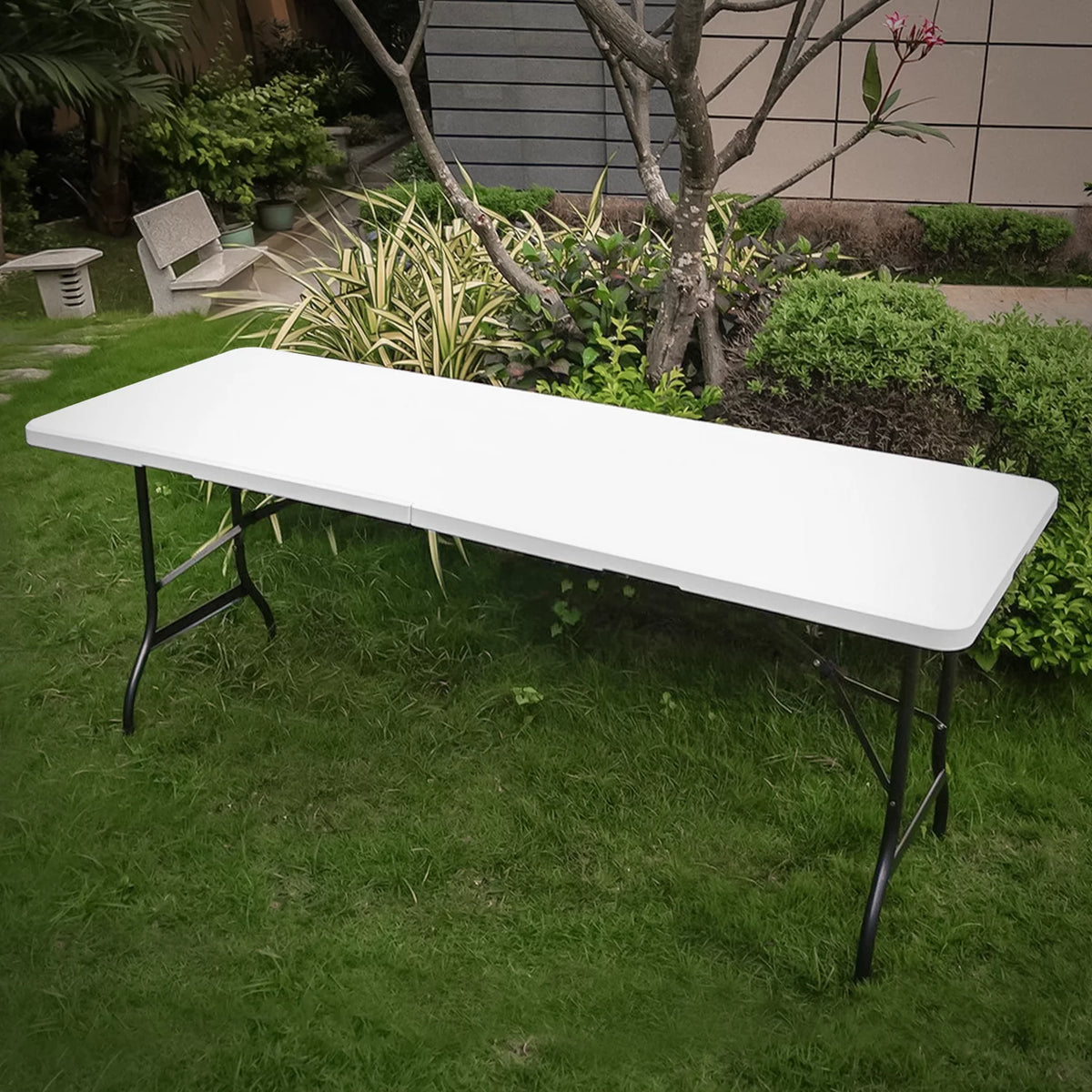 10 Pack 8Ft White Folding Plastic Utility Table N1596