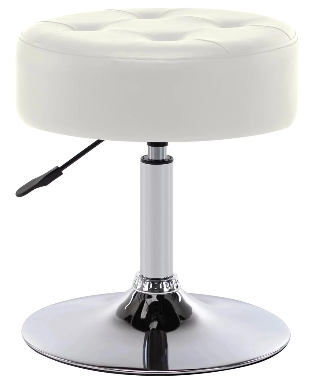 White Faux Leather Adjustable Height Swivel Ottoman Stool M391249