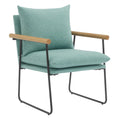 Sage Green Fabric Armchair with Black Sled Base Q38576